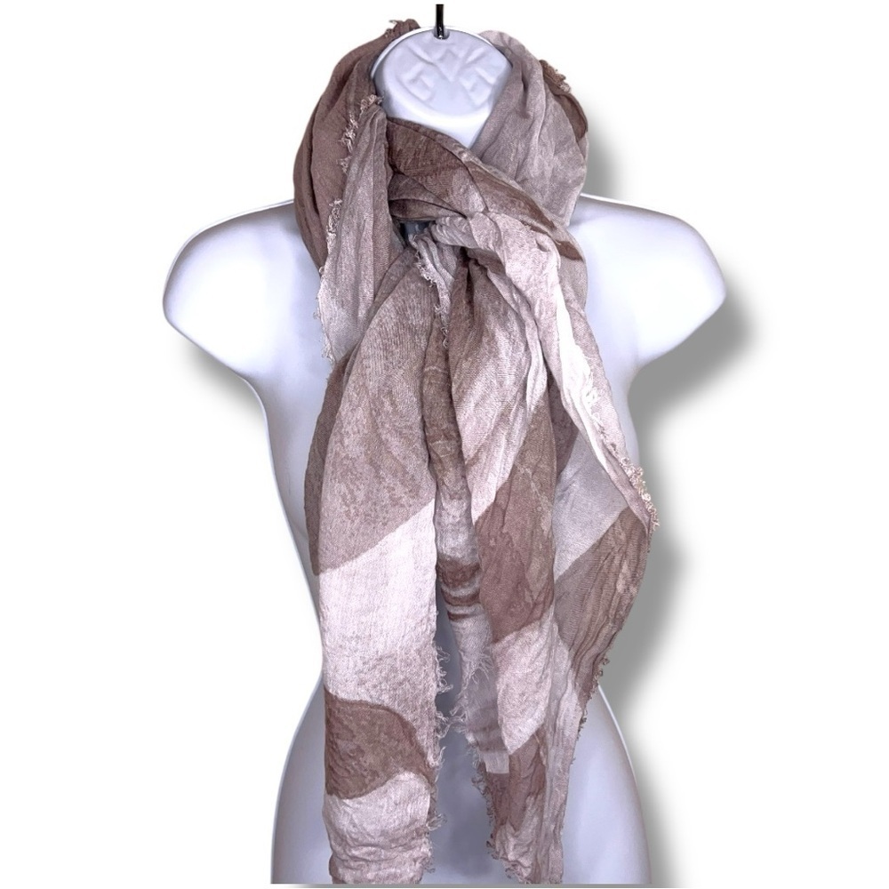 H By Halston Scarf White Beige Boho Textured Bohemian Neutral